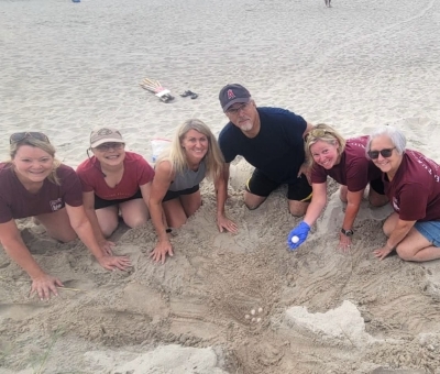 Mark and volunteers protecting turtle eggs